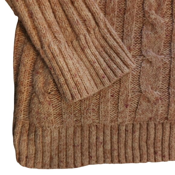 Christopher & Banks Medium Cable Knit Half-Zip Sweater Pink Marled Pullover - Picture 4 of 9